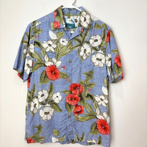 Tommy Bahama Hawaiian Shirt Men S 100% Silk Island Modern Fit Tropical Floral - Picture 1 of 9